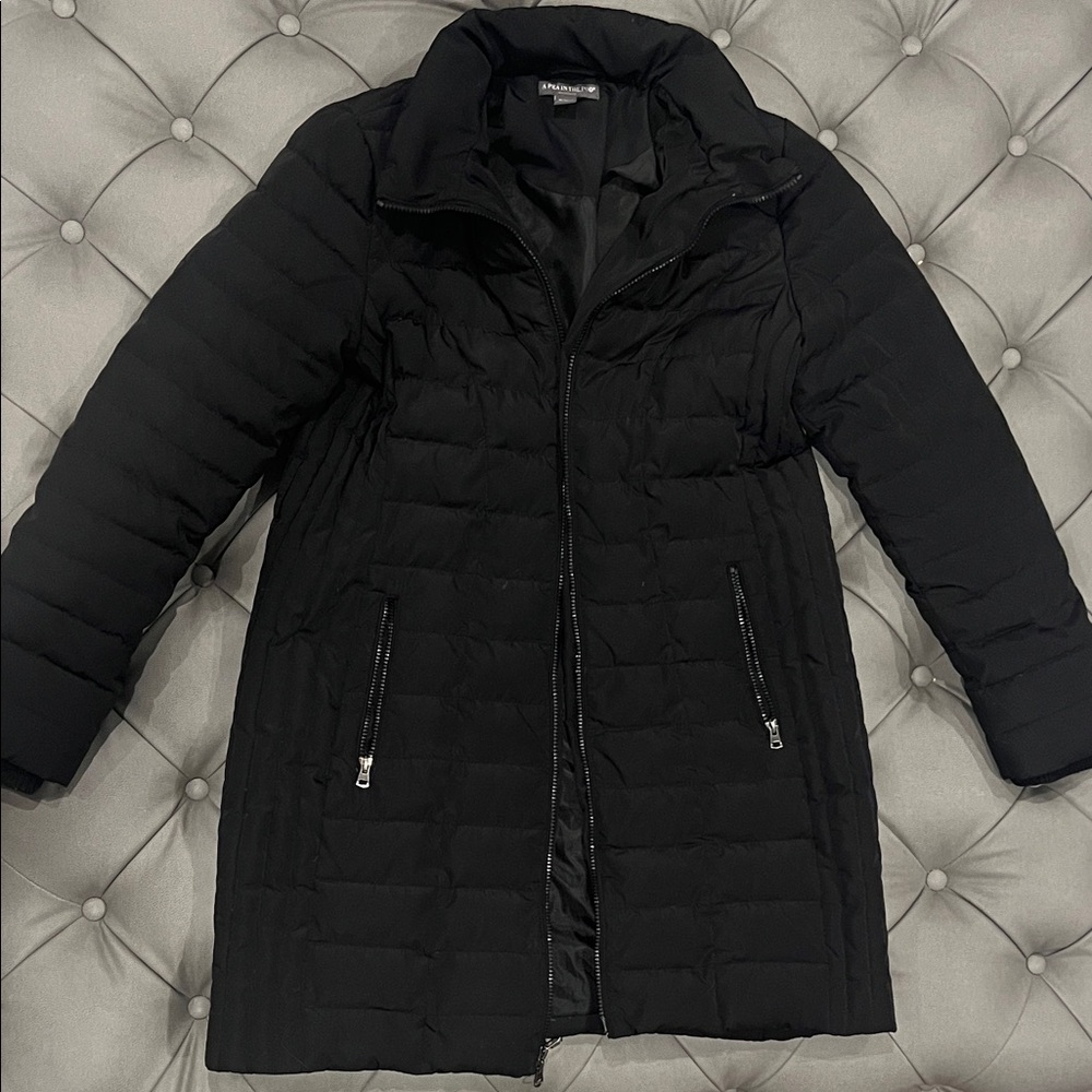 A Pea in the Pod Black Quilted Long Maternity Puffer Coat